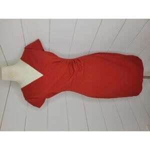 Kenneth Cole size 4 red faux wrap black exposed zipper dress